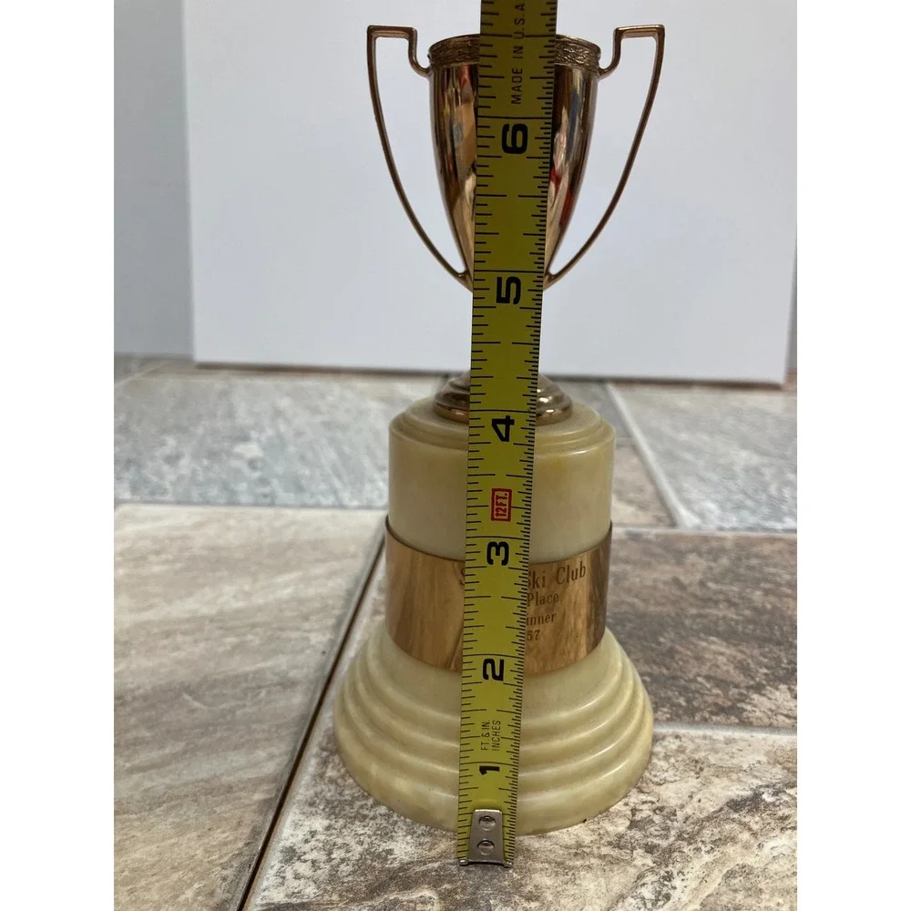 Vintage 1957 S.J.S. Ski Club 2nd Place Beginner Trophy La Monaco San Jose Gold